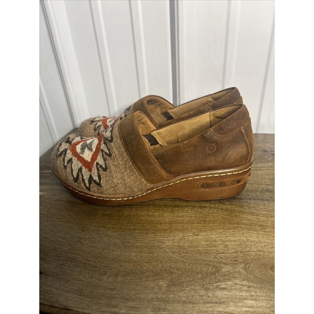 Born Bailie Clogs Leather And Woven Size 8 - Picture 5 of 8